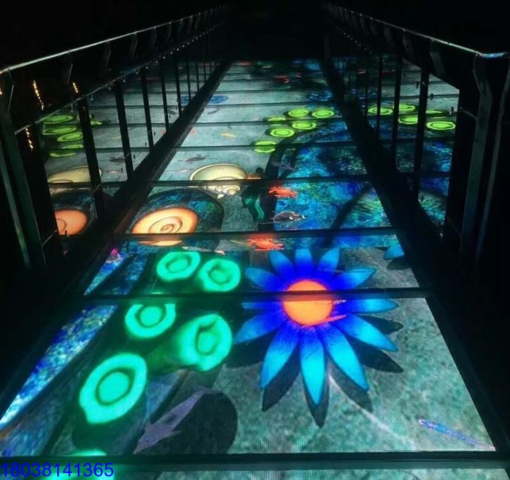 LED玻璃棧道特效屏P4網紅3D玻璃橋制作廠家施工單位