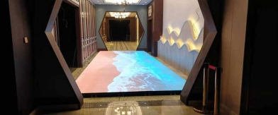 中山灣際聯祥智谷P3.91室內互動LED地磚屏海浪沙灘